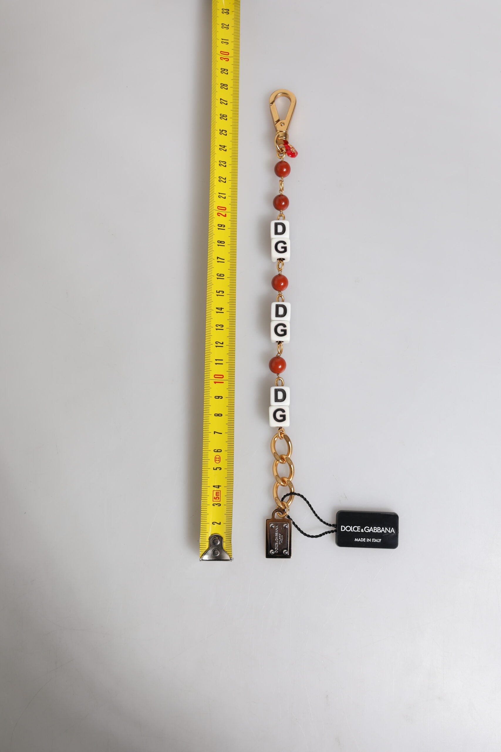 Dolce & Gabbana Multicolor Gold Tone Brass Chain DG Logo Dice Bracelet